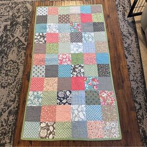 Handcrafted Patchwork Quilted Table Runner - Multicolor Soft Tones